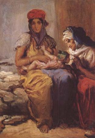 Theodore Chasseriau Femme maure allaitant son enfant et une vieille (mk32) France oil painting art